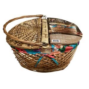 Pioneer Woman Teal Floral Picnic Basket